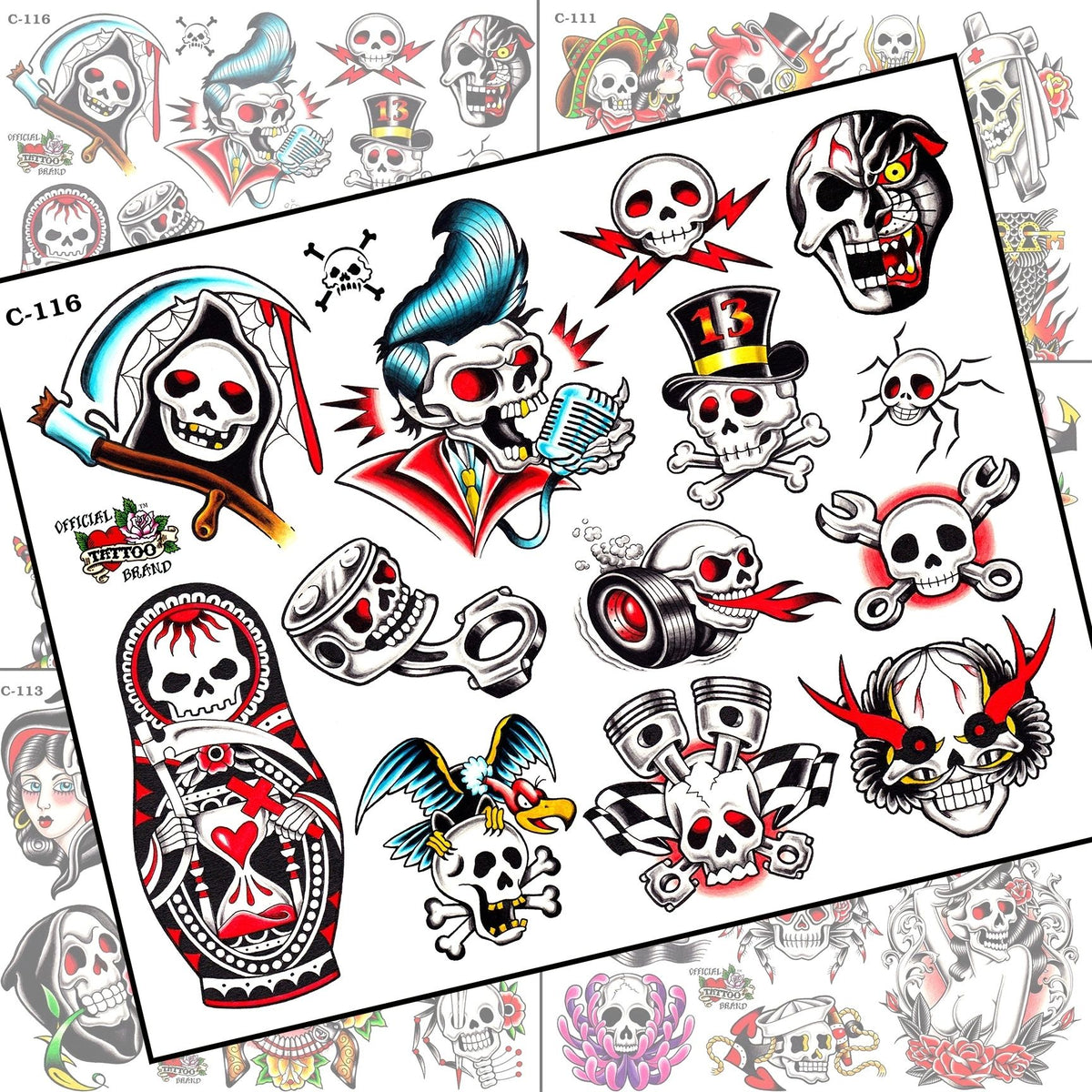 SKULL & REAPER TATTOO FLASH SET — image 1