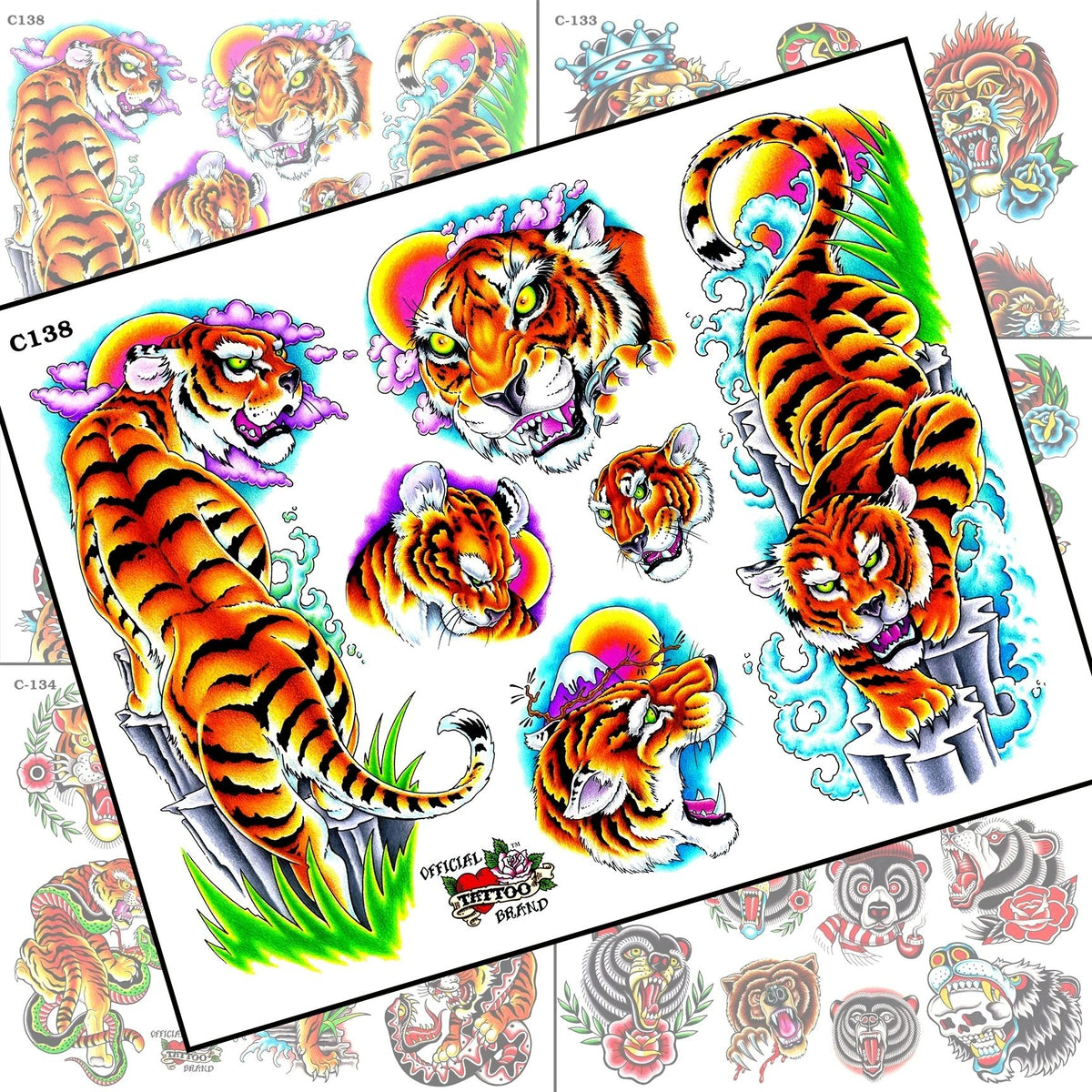 TIGERS-LIONS & BEARS TATTOO FLASH SET — image 1